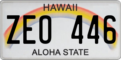 HI license plate ZEO446