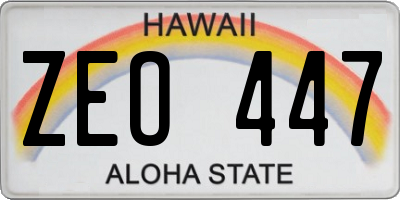 HI license plate ZEO447