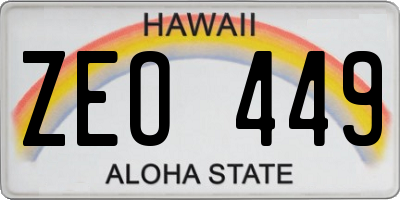 HI license plate ZEO449