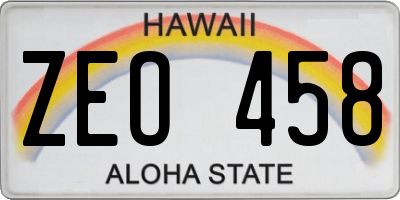 HI license plate ZEO458