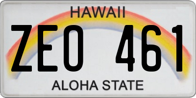 HI license plate ZEO461