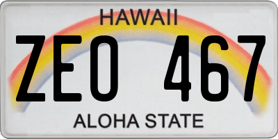HI license plate ZEO467