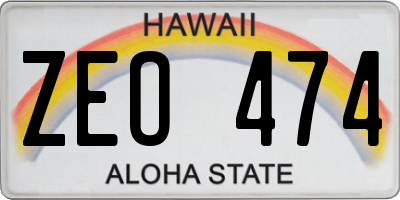 HI license plate ZEO474