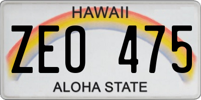 HI license plate ZEO475