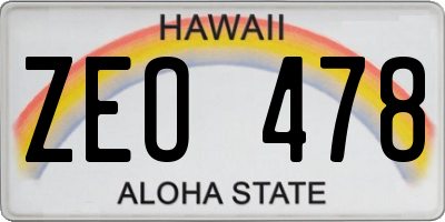 HI license plate ZEO478
