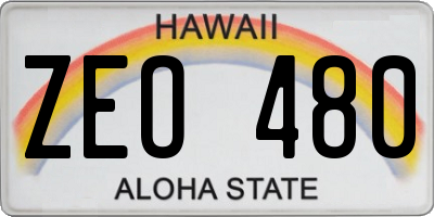 HI license plate ZEO480