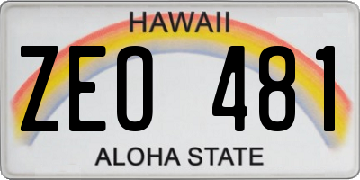 HI license plate ZEO481