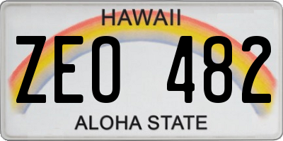 HI license plate ZEO482