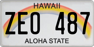 HI license plate ZEO487