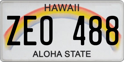 HI license plate ZEO488