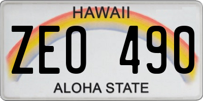 HI license plate ZEO490