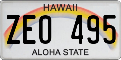 HI license plate ZEO495