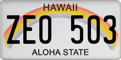 HI license plate ZEO503