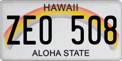 HI license plate ZEO508