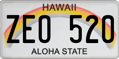 HI license plate ZEO520