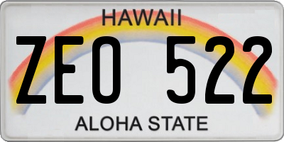 HI license plate ZEO522