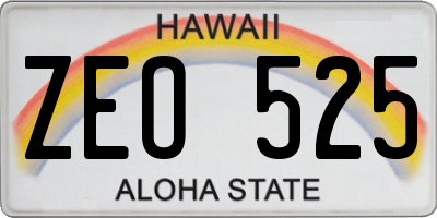 HI license plate ZEO525