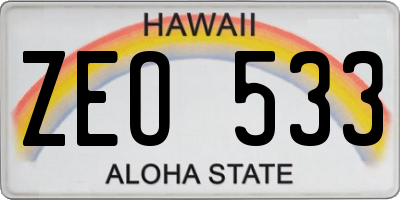 HI license plate ZEO533