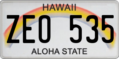 HI license plate ZEO535