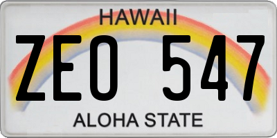 HI license plate ZEO547
