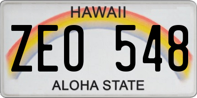 HI license plate ZEO548