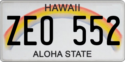 HI license plate ZEO552