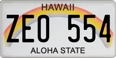 HI license plate ZEO554