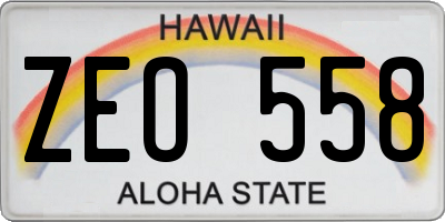 HI license plate ZEO558