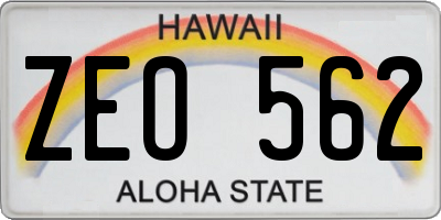 HI license plate ZEO562