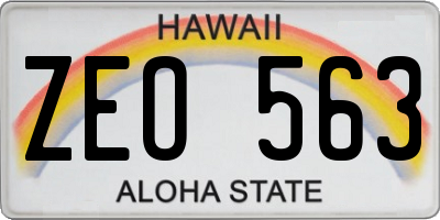HI license plate ZEO563