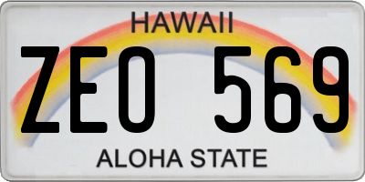 HI license plate ZEO569