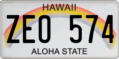 HI license plate ZEO574