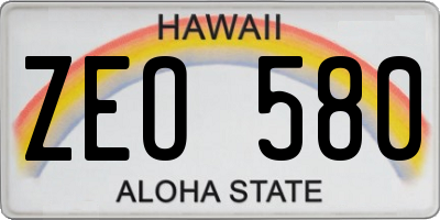 HI license plate ZEO580
