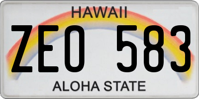 HI license plate ZEO583