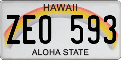 HI license plate ZEO593