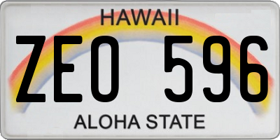 HI license plate ZEO596