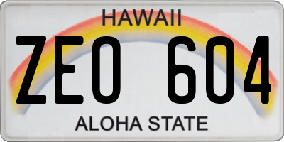 HI license plate ZEO604