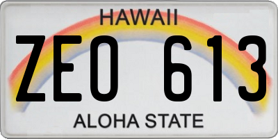 HI license plate ZEO613