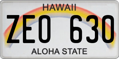 HI license plate ZEO630