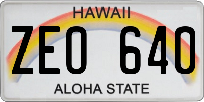 HI license plate ZEO640