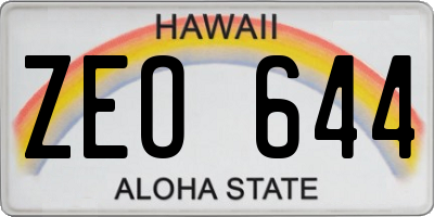 HI license plate ZEO644