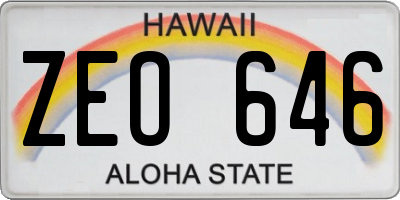 HI license plate ZEO646