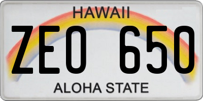 HI license plate ZEO650
