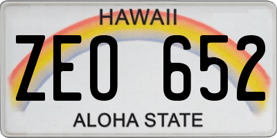 HI license plate ZEO652