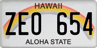 HI license plate ZEO654