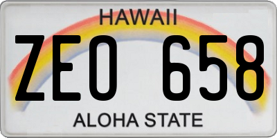 HI license plate ZEO658