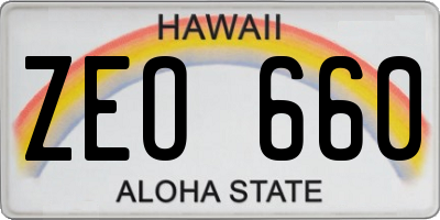 HI license plate ZEO660