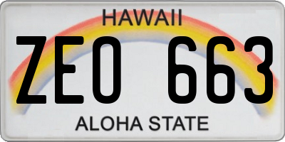 HI license plate ZEO663