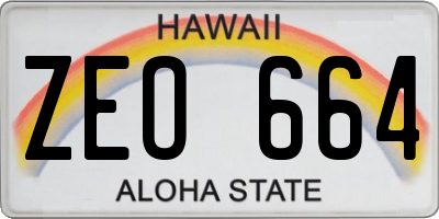 HI license plate ZEO664