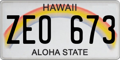 HI license plate ZEO673